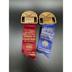Veterans Encampment 1936 16th Annual Colorado Springs Pin Ribbons